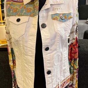 Desigual White Denim and knit Jacket (Size 38)